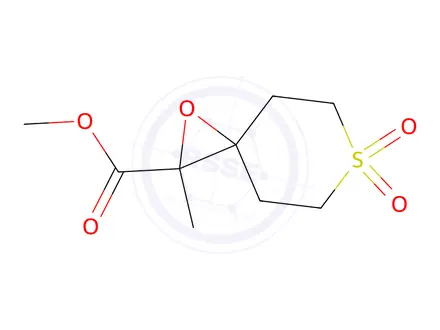 Chemical structure of Methyl 2-methyl-1-oxa-6-thiaspiro[2.5]octane-2-carboxylate 6,6-dioxide
