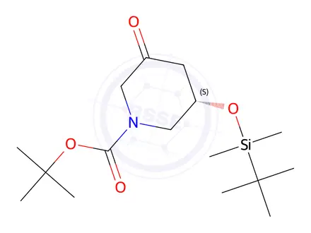 Chemical structure of Tert-butyl (S)-3-((tert-butyldimethylsilyl)oxy)-5-oxopiperidine-1-carboxylate