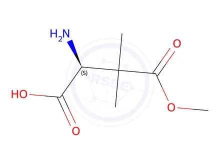 Chemical structure of (S)-2-amino-4-methoxy-3,3-dimethyl-4-oxobutanoic acid