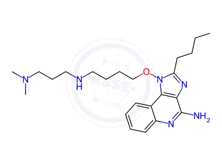 Chemical structure of N1-(4-((4-amino-2-butyl-1H-imidazo[4,5-c]quinolin-1-yl)oxy)butyl)-N3,N3-dimethylpropane-1,3-diamine