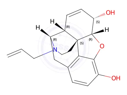Chemical structure of (5alpha,6alpha)-17-allyl-7,8-didehydro-4,5-epoxymorphinan-3,6-diyl [R-(R*,R*)]-2,3-dihydroxybutanedioate
