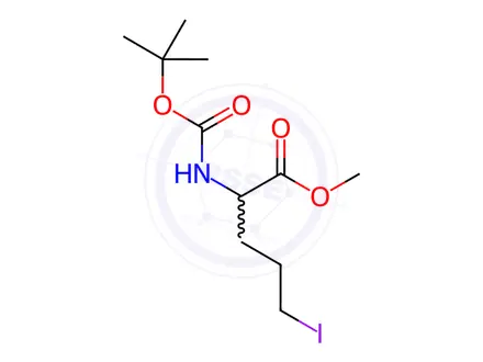 Chemical structure of Norvaline, N-[(1,1-dimethylethoxy)carbonyl]-5-iodo-, methyl ester