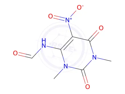Chemical structure of N-(1,3-dimethyl-5-nitro-2,6-dioxo-1,2,3,6-tetrahydropyrimidin-4-yl)formamide