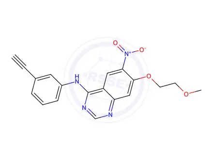 Chemical structure of N-(3-Ethynylphenyl)-7-(2-methoxyethoxy)-6-nitroquinazolin-4-amine