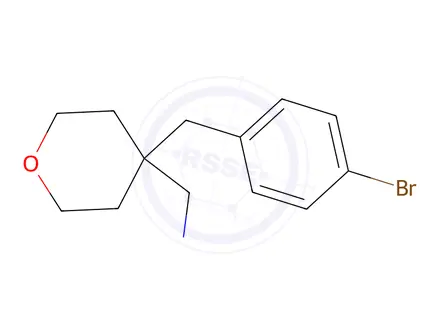 Chemical structure of (4-(4-Bromobenzyl)tetrahydro-2h-pyran-4-yl)methanamine