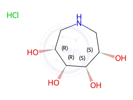 Chemical structure of (3S,4S,5S,6S)-3,4,5,6-Tetrahydroxyazepane hydrochloride