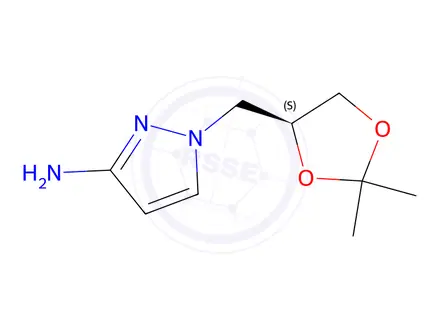 Chemical structure of (S)-1-((2,2-dimethyl-1,3-dioxolan-4-yl)methyl)-1H-pyrazol-3-amine