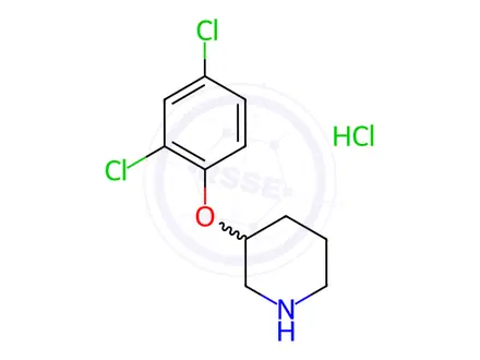 Chemical structure of 3-(2,4-Dichlorophenoxy)piperidine hydrochloride