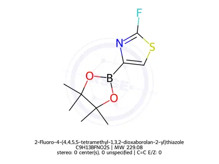Chemical structure of 2-Fluoro-4-(4,4,5,5-tetramethyl-1,3,2-dioxaborolan-2-yl)thiazole