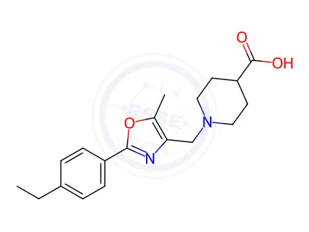 Chemical structure of 1-{[2-(4-Ethylphenyl)-5-methyl-1,3-oxazol-4-yl]-methyl}piperidine-4-carboxylic acid