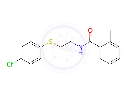 Chemical structure of N-{2-[(4-chlorophenyl)sulfanyl]ethyl}-2-methylbenzamide