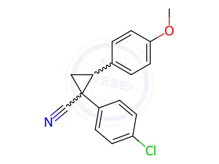 Chemical structure of 1-(p-Chlorophenyl)-2-(p-methoxyphenyl)cyclopropanecarbonitrile