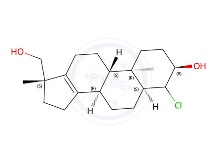 Chemical structure of (3R,5S,8R,9S,10R,17S)-4-chloro-17-(hydroxymethyl)-10,17-dimethyl-2,3,4,5,6,7,8,9,11,12,15,16-dodecahydro-1H-cyclopenta[a]phenanthren-3-ol