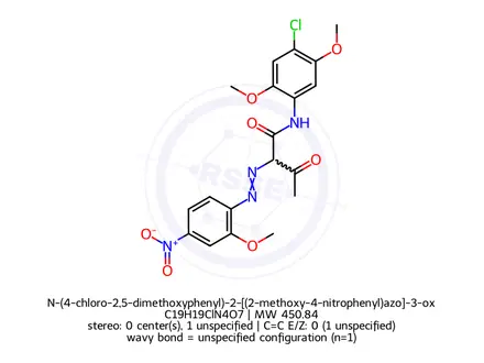 Chemical structure of N-(4-chloro-2,5-dimethoxyphenyl)-2-[(2-methoxy-4-nitrophenyl)azo]-3-oxobutyramide
