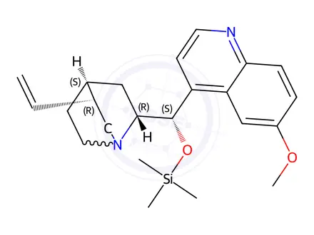 Chemical structure of (9S)-6'-methoxy-9-[(trimethylsilyl)oxy]-Cinchonan