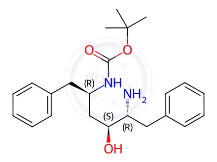 Chemical structure of tert-butyl ((2R,4S,5R)-5-amino-4-hydroxy-1,6-diphenylhexan-2-yl)carbamate