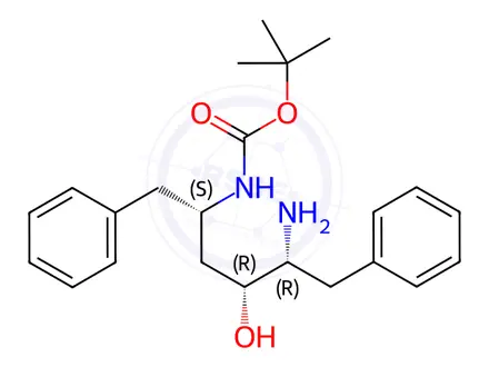 Chemical structure of Tert-butyl ((2S,4R,5R)-5-amino-4-hydroxy-1,6-diphenylhexan-2-yl)carbamate