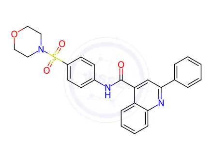 Chemical structure of N-(4-morpholin-4-ylsulfonylphenyl)-2-phenylquinoline-4-carboxamide