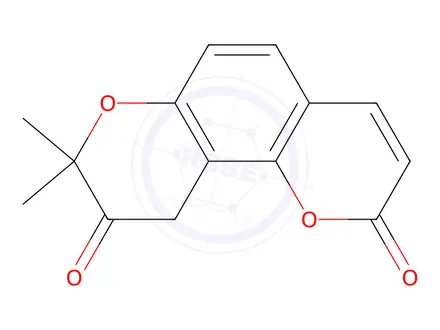 Chemical structure of 8,8-Dimethyl-10-hydro-2H,8H-pyrano[2,3-f]chromene-2,9-dione