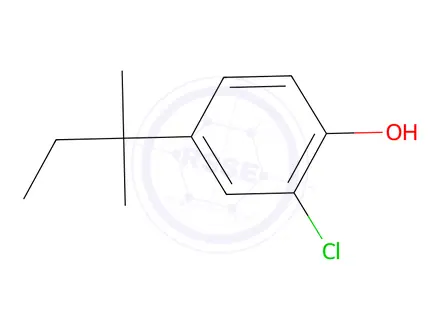 Chemical structure of 2-chloro-4-(2-methylbutan-2-yl)phenol