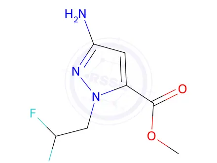 Chemical structure of methyl 5-amino-2-(2,2-difluoroethyl)pyrazole-3-carboxylate