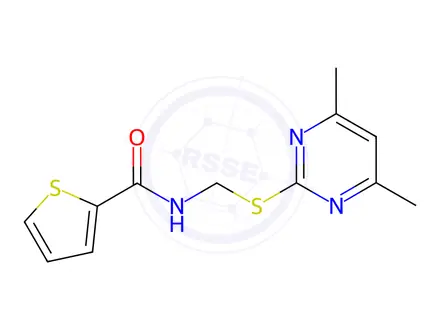 Chemical structure of N-(((4,6-Dimethylpyrimidin-2-yl)thio)methyl)thiophene-2-carboxamide