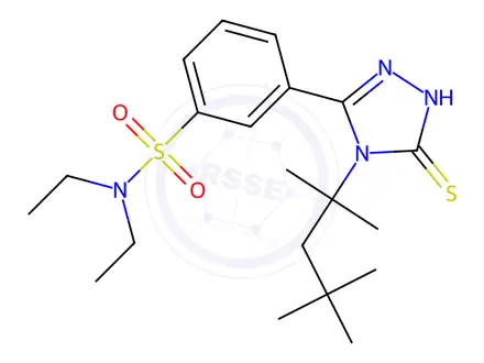 Chemical structure of n,n-Diethyl-3-(5-mercapto-4-(2,4,4-trimethylpentan-2-yl)-4h-1,2,4-triazol-3-yl)benzenesulfonamide