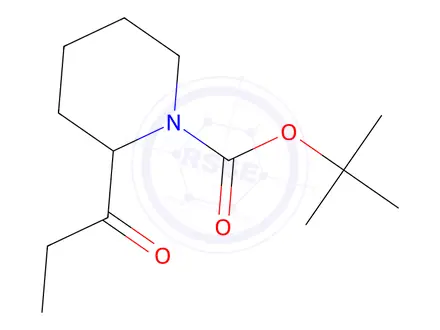 Chemical structure of tert-butyl 2-propanoylpiperidine-1-carboxylate