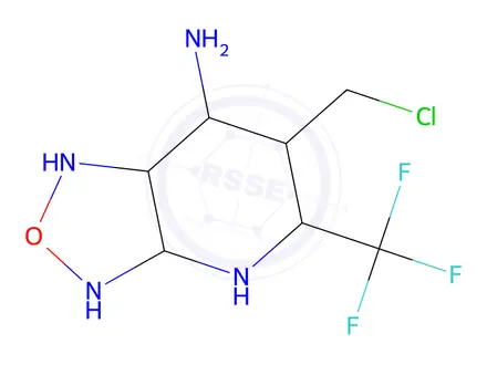 Chemical structure of 6-(chloromethyl)-5-(trifluoromethyl)-[1,2,5]oxadiazolo[3,4-b]pyridin-7-amine