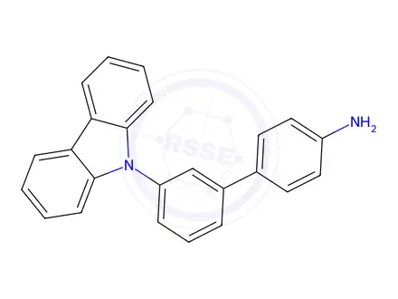 Chemical structure of 3'-(9H-carbazol-9-yl)-[1,1'-biphenyl]-4-amine
