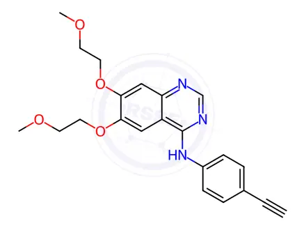 Chemical structure of N-(4-Ethynylphenyl)-6,7-bis(2-methoxyethoxy)quinazolin-4-amine