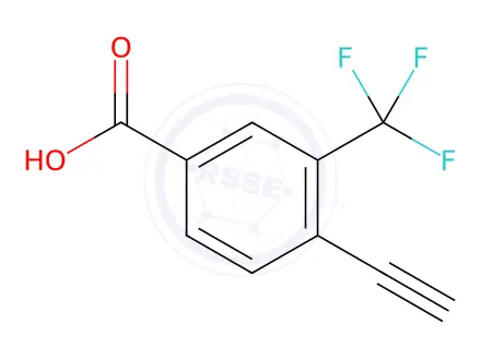 Chemical structure of 4-ethynyl-3-(trifluoromethyl)benzoic acid