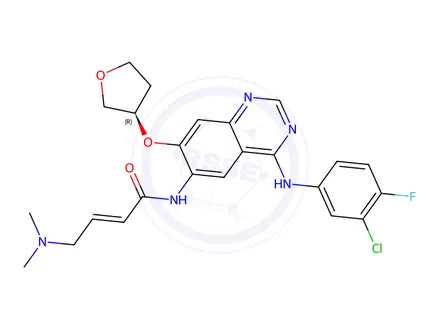 Chemical structure of (R)-N-(4-((3-Chloro-4-fluorophenyl)amino)-7-((tetrahydrofuran-3-yl)oxy)quinazolin-6-yl)-4-(dimethylamino)but-2-enamide