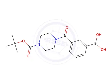 Chemical structure of (3-(4-(Tert-butoxycarbonyl)piperazine-1-carbonyl)phenyl)boronic acid