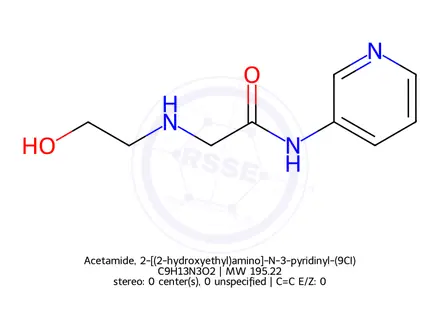 Chemical structure of Acetamide, 2-[(2-hydroxyethyl)amino]-N-3-pyridinyl-(9CI)