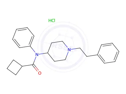 Chemical structure of N-Phenyl-N-[1-(2-phenylethyl)-4-piperidinyl]-cyclobutanecarboxamide Hydrochloride