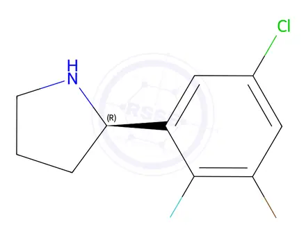Chemical structure of (R)-2-(3-bromo-5-chloro-2-fluorophenyl)pyrrolidine