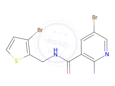 Chemical structure of 2-amino-5-bromo-N-[(3-bromothiophen-2-yl)methyl]pyridine-3-carboxamide
