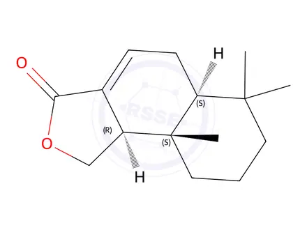 Chemical structure of (5aS)-6,6,9aβ-Trimethyl-5,5aα,6,7,8,9,9a,9bα-octahydronaphtho[1,2-c]furan-3(1H)-one