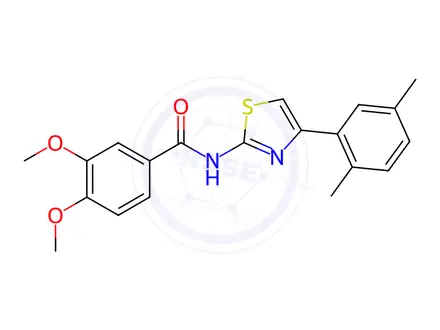 Chemical structure of N-(4-(2,5-Dimethylphenyl)thiazol-2-yl)-3,4-dimethoxybenzamide