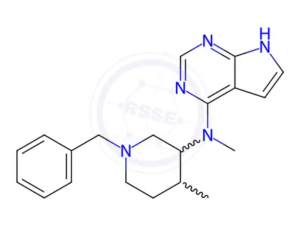 Chemical structure of N-(1-Benzyl-4-methylpiperidin-3-yl)-N-methyl-7H-pyrrolo[2,3-d]pyrimidin-4-amine