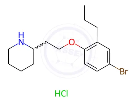Chemical structure of 2-[2-(4-Bromo-2-propylphenoxy)ethyl]piperidine hydrochloride