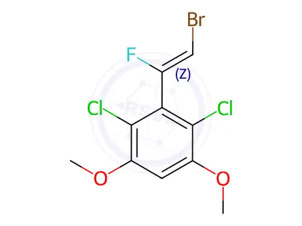 Chemical structure of (Z)-3-(2-bromo-1-fluorovinyl)-2,4-dichloro-1,5-dimethoxybenzene