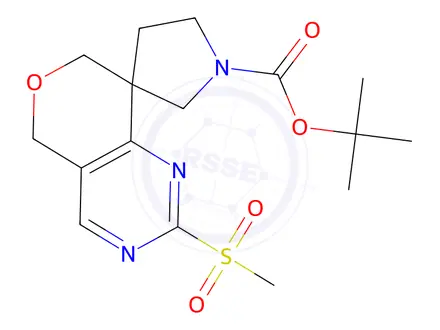 Chemical structure of tert-Butyl 2-(methylsulfonyl)-5,7-dihydrospiro[pyrano[4,3-d]pyrimidine-8,3'-pyrrolidine]-1'-carboxylate