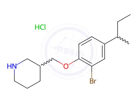 Chemical structure of 3-{[2-Bromo-4-(sec-butyl)phenoxy]-methyl}piperidine hydrochloride