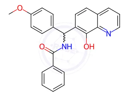 Chemical structure of BENZAMIDE, N-[(8-HYDROXY-7-QUINOLINYL)(4-METHOXYPHENYL)METHYL]-