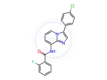 Chemical structure of N-(3-(4-chlorophenyl)imidazo[1,2-a]pyridin-8-yl)-2-fluorobenzamide