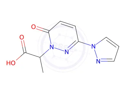 Chemical structure of 2-[6-oxo-3-(1h-pyrazol-1-yl)-1,6-dihydropyridazin-1-yl]propanoic acid