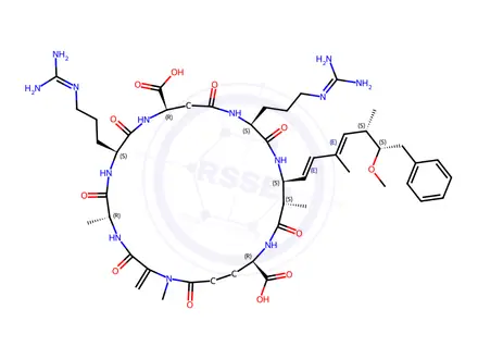 Chemical structure of des-methyl microcystin RR