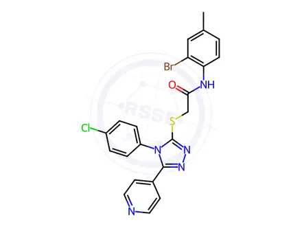 Chemical structure of N-(2-Bromo-4-methylphenyl)-2-((4-(4-chlorophenyl)-5-(pyridin-4-yl)-4H-1,2,4-triazol-3-yl)thio)acetamide